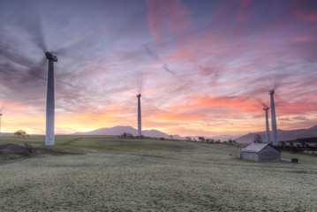 Winter Wind Turbine Sunrise
