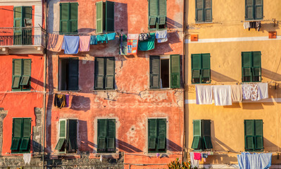 Vernazza,Colorful windows and walls