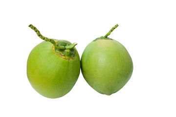 Green coconuts fruit isolated on white with clipping path