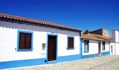 Blue street in alentejo village, Portugal