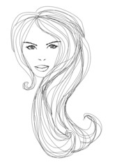 Abstract Beautiful Woman doodle Portrait