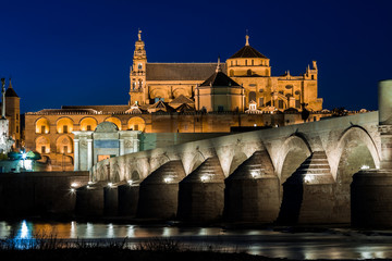 Fototapeta premium Mezquita and roman bridge