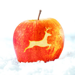 Christmas apple with reindeer
