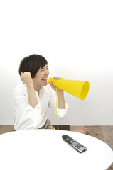 Megaphone and woman