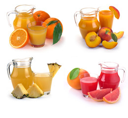 Set  glass and jug of fruits juice
