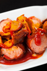 Closeup einer Currywurst