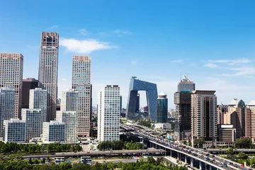 Wandcirkels aluminium landschap van moderne stad, Peking © zhu difeng