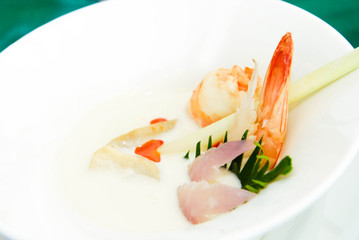 Spicy shrimp curry in coconut milk