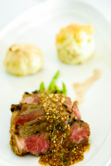 Lamb steak with mashed potato