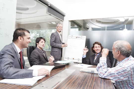 young businessman giving presentation