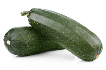 Two fresh vegetable zucchini isolated on white