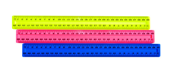 Three color plastic rulers