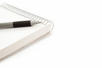 Office and school. Automatic pencil and notebook isolated on whi