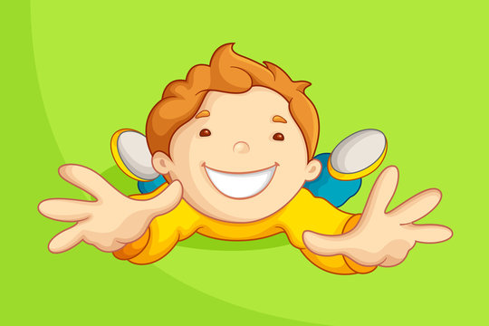 vector illustration of boy playing and sliding