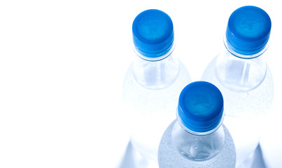 Water bottles over white background