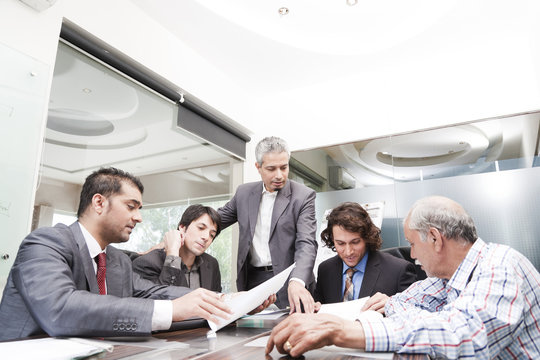 young businessman giving presentation