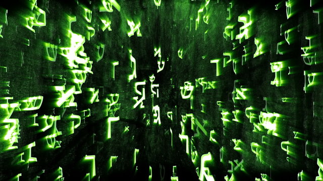Hebrew characters flying/floating in 3D space.Animation