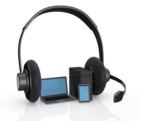 electronic devices with headphones