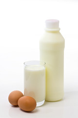 milk and eggs isolated 