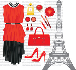Fashion set with the Eiffel Tower