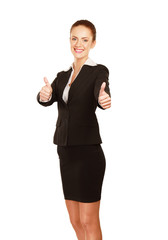 A young woman showing ok isolated on white background