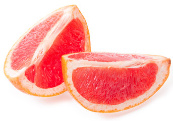 Slices of grapefruit isolated on white background