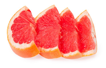 Slices of grapefruit isolated on white background