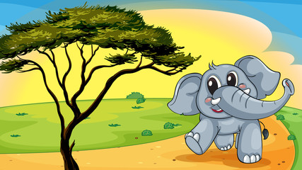 Elephant under a tree