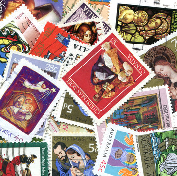 Collection of various Christian postage stamps