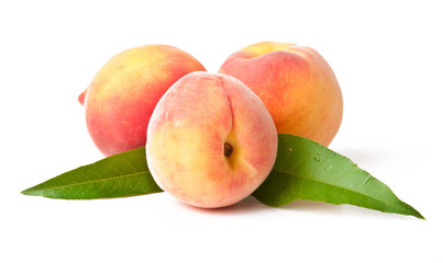 Peaches isolated on white 