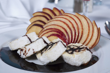 Sponge roll dessert in a la carte restaurant