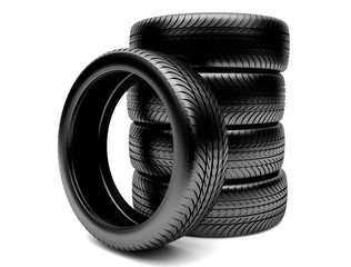 3d tires isolated on white background