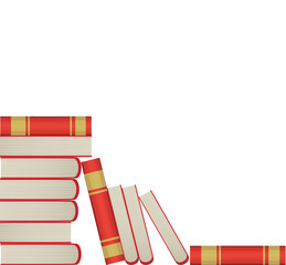 Fototapeta na wymiar Pile of books in red cover on white background