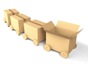 cardboard box on wheels