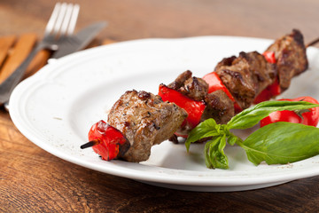 Beef Kebab  on a white plate