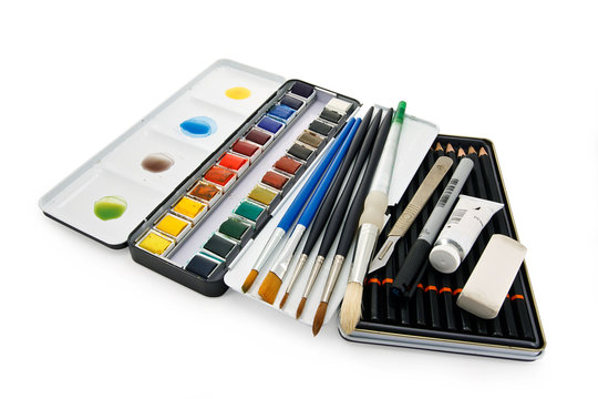 watercolor paint equipment clipping path