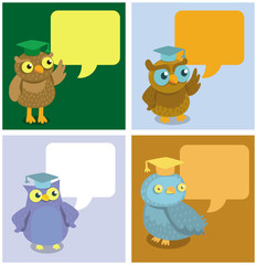 Vector cute owl with speech bubbles