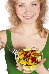 Healthy lovely woman, with salad