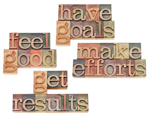 goals, efforts, results, feeling good