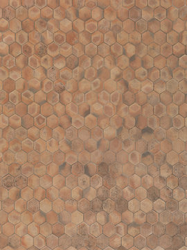 real unstiched terracotta hexagon stone floor