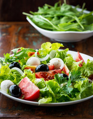 Mediterranean salad with mozzarella and olives