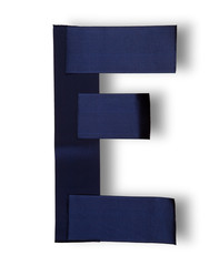 Ribbon alphabet:  letter E with shadow