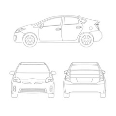 Obraz premium Medium size city car line art style vector illustration