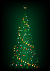 Abstract green Christmas tree vector illustration.
