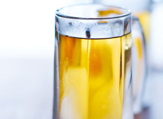 beer mug closeup with selective focus.