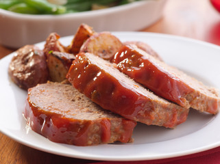 Meat loaf with roasted herb potatoes