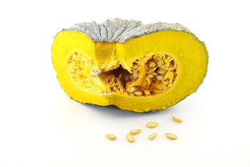 Pumpkin with seed on white background