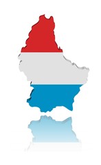 Luxembourg map flag with reflection illustration