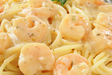 Shrimp scampi closeup
