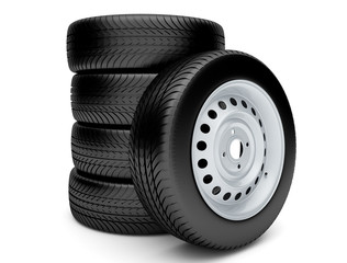 3d tires isolated on white background